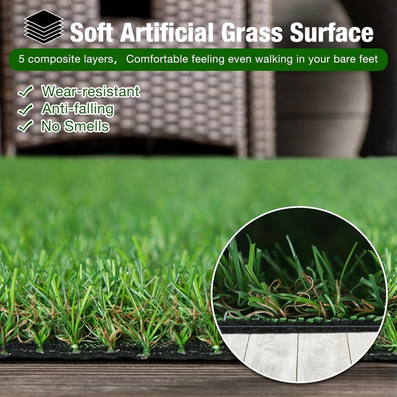 XLX TURF 2FTX6FT Artificial Turf Runner Rug Indoor Outdoor Christmas Floor Decor, Low Pile Realistic Narrow Fake Grass Carpet Patio Balcony Porch, Dog Fake Grass Pad - Image 4